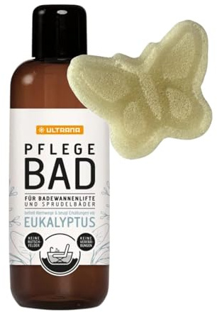 Ultrana Additif de Bain pour Jacuzzi + Olanmarp Éponge Konjac | Non moussant, compatible bain à remous et spa, fabriqué en Allemagne, parfum eucalyptus, doux pour la peau