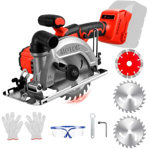 Sierra circular inalámbrica para Milwaukee M18 18 V, 150 mm, sin escobillas, Mini sierra circular de mano | Sin batería, con 3 hojas de sierra, mini sierra circular para cortar azulejos y madera