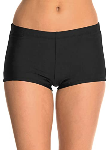Ecute Womens Swimming Shorts Beach Swimwear Bikini Bottom, Black-1, UK 14