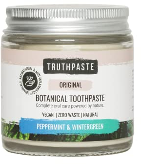 TRUTHPASTE Original Natural Zero Waste Toothpaste. Eco Friendly & Plastic Free. Vegan. Fluoride Free, SLS Free. with neem & Aloe Vera. Suitable for Sensitive Teeth. (Peppermint & Wintergreen 100ml)