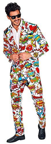 W WIDMANN MILANO Party Fashion - Abito da uomo anni '60 | Giacca retrò con pantaloni, look da fumetto, stile Pop Art, per Carnevale, feste a tema ed eventi anni '60