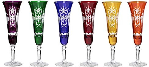 Sektglas Champagnerglas Handgeschliffen Traube Kristall Glas 140 ml 6er-Set Mix