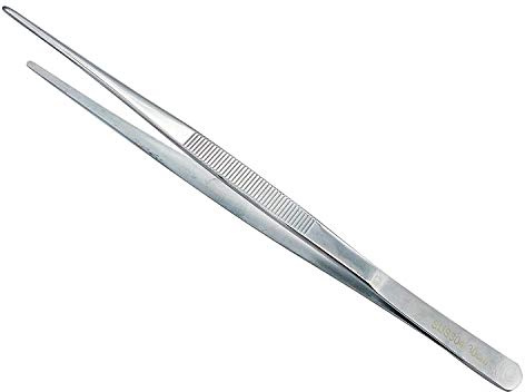 ABMRO Pinzas rectas de jardín de cocina de acero inoxidable de 30 cm, pinzas largas para cocina, reparación, médico, belleza, alimentos marinos y tanque de pescado