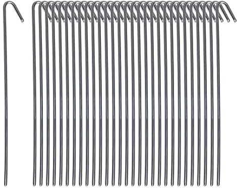 Pinnacle Mercantile 30 Pack Tent Stakes Metal Garden Edging Fence Hooks Pegs Christmas Decoration Stakes Made USA 9 inches Long
