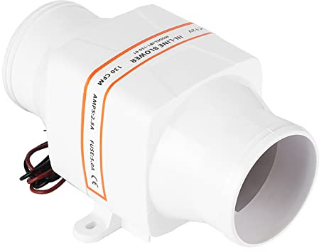 12V/24V DC Luftgebläse, Marine Bilgenluftgebläse, 3 Zoll Inline Marine Bilge Luftgebläse Mute Starker Ventilator, für Yachtboot RV, Weiß(12V)