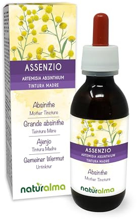 Ajenjo (Artemisia absinthium) hierba con flores Tintura Madre sin alcohol Naturalma - Extracto líquido gotas 120 ml - Complemento alimenticio - Vegano