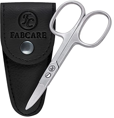 FABCARE Kleine, abgerundete Nagelschere - Innovatives Etui und Ebook einbegriffen, ideal für Kinder und Diabetiker