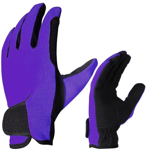 Gants d'équitation pour filles et garçons - Pour sports de plein air - Violet - 8-10 ans