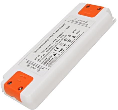 LED Trafo 30W Elektronisch Für LED Lampen oder Stripes Spannung stabilisiert 12 VDC Leistungsbereich 1-30W inkl. Mini Verteiler 3-fach und 230V Zuleitung mit Fußschalter