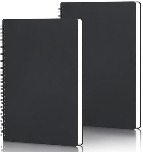 Yarotm Notizbuch A4 Blanko - 2 Stück 100gsm Papier Collegeblock Spiralbindung Skizzenbuch - 21x29.2cm Spiralblock Hardcover Schwarz Schreiben Tagebuch - 120 Seiten Notizblock Ringbuch A4