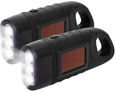 Lixada Linterna LED Solar Linterna de Camping Con Energía Solar Recargable de Manivela de Mano Linterna LED de Emergencia Dinamo Linterna para Escalada Al Aire Libre Mochila Senderismo