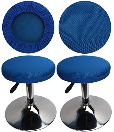 HuaLiSiJi Bezug Barhocker Blau Hockerbezug Rund Schonbezüge für Hocker, Waschbar Pflegeleicht Atmungsaktiv und Langlebig, für 30-40cm Runder Hocker Durchmesser (Blau, 2)