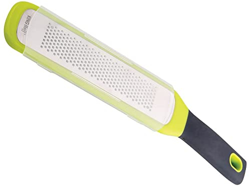 KingHoff Zesteur de citron et râpe robuste pour fromage et légumes – Parmesan fromage citron, ail, noix de muscade, chocolat, fruits, légumes, gingembre, broyeur de fromage et râpe en acier inoxydable