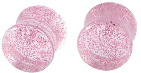 BCughia Tunnel Männer, Ohr Plug Damen 1 Paar(2 Stück) 11/16 Inch (18mm) Tunnels Rosa Acryl mit Rosa Pailletten Geburtstag Geschenk