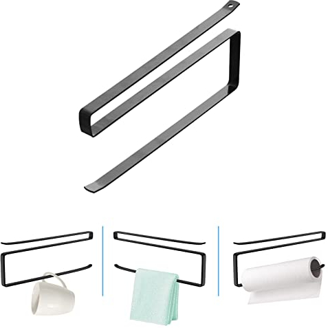 Küchenrollenhalter Ohne Bohren, Papierrollenhalter Hängend Platzsparend Moderne Küchenrollenhalter Unterschrank Küchenpapierhalter Edelstahl Schrank Rollenhalter Küchenrolle Schwarz für Küche