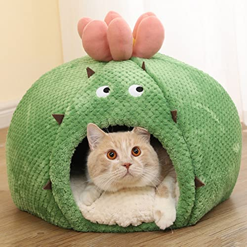 OYhmc Kaktus geformt Katzenbett für Welpen Hundebett Angstlösend Katzenbett Maschine waschbar warm bequem weich Haustierbett