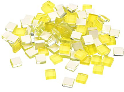 sourcing map Mosaïque Carrelage Tuile Tesselle, Verre Mince Mini Bricolage Fait Main Sans Cristal Pierre Artisanat Loisir Creatif (Brillant Jaune Paquet 110)