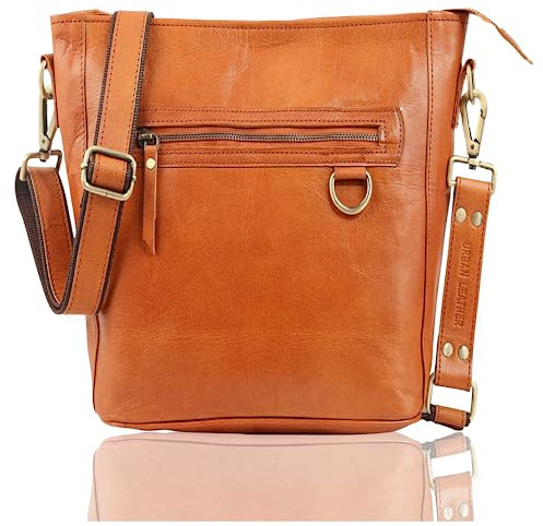 URBAN LEATHER Extra große Crossbody Umhängetaschen Geldbörsen für Frauen & Mädchen, Echtes Leder Vintage Braun Slim Damen Umhängetasche Geldbörse Handtasche, Sling Crossover Handtaschen für Sie,