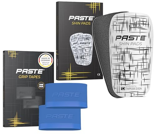 PASTE - XXL Set wählbar aus: TAPEDESIGN Fußballsocken, Schienbeinschoner, Stutzen & PASTE Schienbeinschonerhalter (Grip Tapes) für Kinder, Damen & Herren