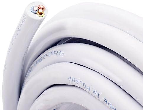 Installationskabel Stromkabel Rundkabel Mantelleitung Elektrokabel rund Feuchtraumkabel YDY NYM-J 3x2,5 mm2 450/750V Kabel Elektroleitung Volldraht 100 m Ring