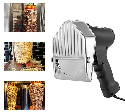 Professional Electric Shawarma Doner Kebab Slicers, 0-10mm Cutting Thickness, Stainless Steel Kebab Slicer, Sliced Meat Gyros Knife, Gyro Cutter for Shawarma