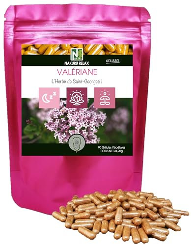 NAKURU | Valériane | Gamme Relax | Fabriqué en France | L'Herbe de Saint-Georges! (90 Gélules Végétales de 380mg / poids Net: 34,20g)