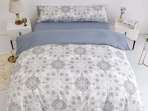 BESCH Edredón Estampada para Invierno Nórdico de Microfibra 180x240cm + 1 Funda de Cojin 50x70cm - Edredónes Suave, Cálido, Gruesa