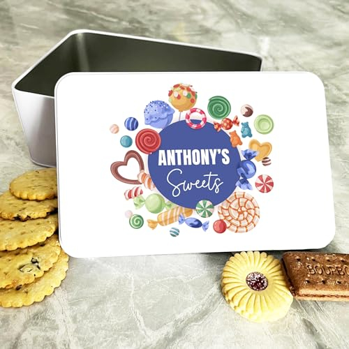 Fingerprint Designs Vibrant Customizable Rectangle Gift Tin | Personalised Tin | Custom Gift | Personalized Tin | Cake, Biscuit & Treat Tins | 19.2 cm x 12.7 cm x 7.5 cm