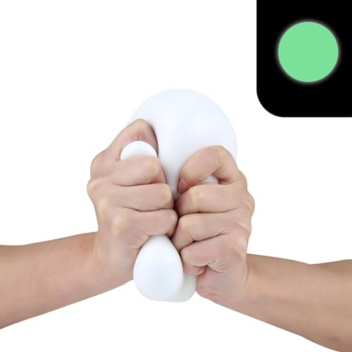 Anboor Jumbo-Stressball Für Erwachsene Und Kinder, Weißer Riesiger Squishies-Stressball, Ändert Die Farben Im Dunkeln, Großer Sensorischer Quetschball, Lindert Stress Für Jungen Und Mädchen