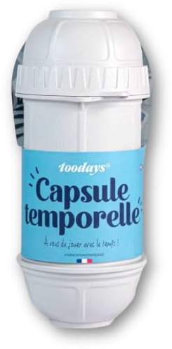Capsule temporelle blanche pour conserver les souvenirs – Cadeau original | Étanche et robuste, reliée à l’application toodays.me, localisation, date de réouverture, fabriquée en France