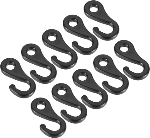 M METERXITY Lot de 10 Crochets en Plastique pour Camping - Boucles de Fixation Durables pour Tente et auvent, Accessoires, Convient pour le Camping et la Randonnée (6,5 Mm, Noir)