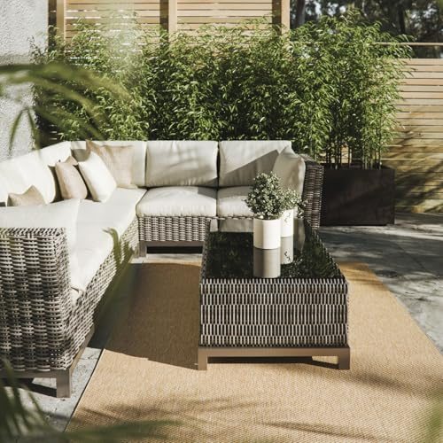 Interiyou Outdoor Teppich Wetterfest Asti - 300x400 cm Beige - Jute Optik - Wasserfest für Balkon, Terrasse, Garten - Outdoorteppich passend auch für Wohnzimmer, Schlafzimmer und Küche