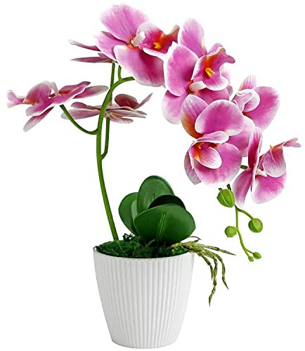 Künstliche Orchideenblüte, Kunstpflanzen für den Innenbereich, lila Orchidee, dekorative Kunstorchidee, Kunstblumen, Bonsai mit Keramikvase, Tischarrangement, Party, Heimdekoration, Ornamente für das