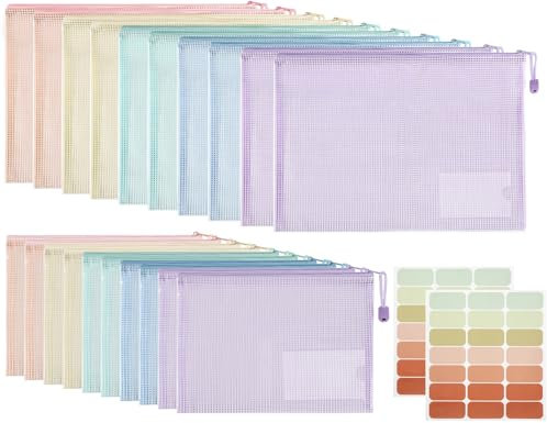 Havnidy 20 Stück Dokumententasche mit Reißverschluss,A4 Wasserdichte Document Case, Reißverschlusstasche,Zip File Bag, Zipper Pockets für Datei,Papier, Quittungen, Kosmetika, 5 Farben