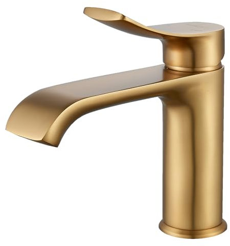 BELZ Wasserhahn Bad, Einhebel Waschtischarmatur, Waschbecken Armaturen, Armatur Badezimmer, Mischbatterie Bad, Messing Chrom (Gold)
