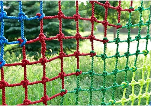 ININOSNP Treppennetze aus Seilgeflecht, Kletternetze for den Außenbereich, Bunte Frachtnetze for Stadionzäune im Innen- und Außenbereich(2 * 3m)