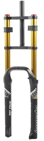KLYso 4.0 Fat Bike Straight Front Fork Downhill Mountain Bike Double Shoulder 1-1/8 Disc Brake Air Fork QR 140mm Travel Snow Beach E-Bike BMX Bike Suspension Forks(Gold)