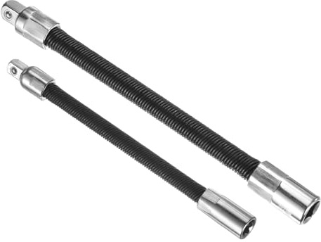 sourcing map 3/8 1/2 Drive Socket Extension Bar Set Spring Steel Black Finish Flexible Extension-Bar Set Universal Joint Socket Extensions Black for Loosening and Tightening 2-Piece Set