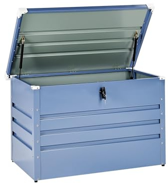 Beliani Metall-Gartentruhe 300 l blau Kissenbox Auflagenbox für die Terrasse wasserdicht Aufbewahrungsbox Gartenbox Cebrosa