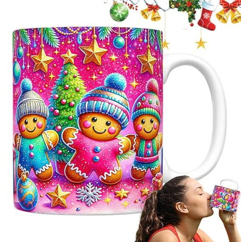 Weihnachtliche Kaffeetasse – 3D-Weihnachtstasse, Lebkuchenmann-Tasse | Keramik-Weihnachtsmann 3D-festliche Teetassen, Weihnachtsmann festliche Tasse, Getränkebecher für Eiswasser, Tee, Kaffee, Saft