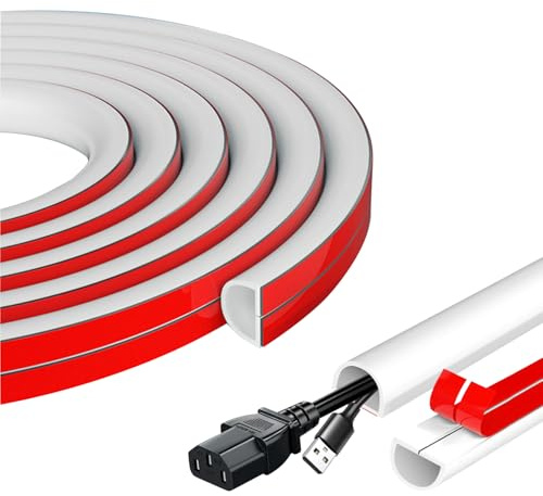 Mini White Cable Trunking Self Adhesive For 1 Electric Cables,Flexible Wire Covers Hider For Cables,TV Cable Covers Hider For Wires Wall,Wire Conduit Trunking For Single TV Cables(1m)
