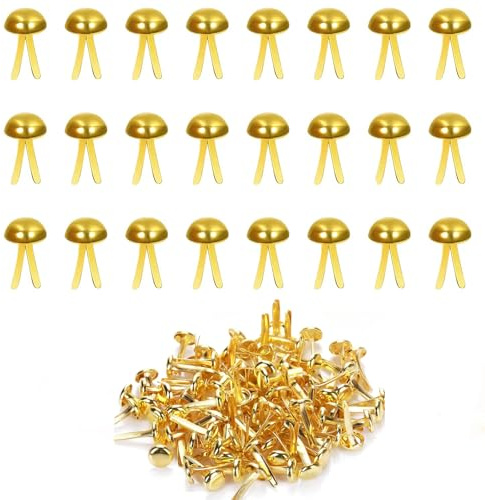 Weenwill Metal Brad Sujetadores,300 Piezas Alfileres Divididos Redondo 8 X 16 mm Encuadernadores Metalicos Metal Brads Fasteners Pasadores Partidos para Scrapbooking,Papel,Manualidades DIY