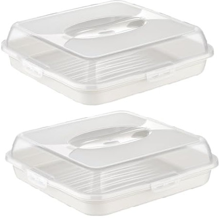 Set di 2 – Set di trasporto per torte e pasticcerie – Scatola per torta rettangolare, scatola per torta, scatola per dolci, scatola per il trasporto della torta, scatola per torta trasportabile