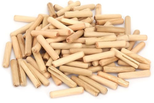 Mavaol Lot de 100 goupilles en bois de hêtre, tiges cannelées pour une distribution efficace de la colle, extrémités chanfreinées pour une insertion facile, pour l'assemblage de (6 * 40mm un paquet)