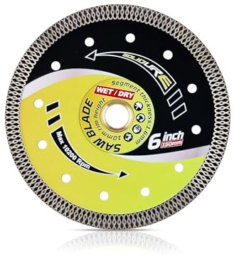 Diamond Porcelain Cutting Discs 150mm,Super Thin Turbo Tile Blade Cut on Porcelain,Granite,Marble,Concrete,Tiles,Stones,Bricks & Ceramics