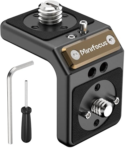 MINIFOCUS 1 Stück Mini L-förmige Montageplatte, rechtwinklige Plattenhalterung mit ARRI, 90° Winkel Video Rig Adapter für drahtlosen Videosender, V-Mount Akku, Monitor, Max.Load 3.0kg