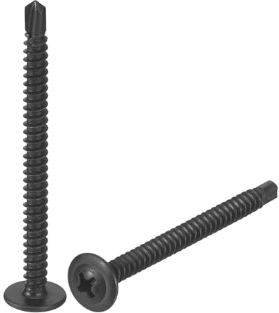 sourcing map 50Pcs #8x2 Phillips Head Self Tapping Screws, Carbon Steel Self Drilling Flat Head High-Strength Quick Tapping Screws Wood Screw for Wood, Metal, Plastic, Black