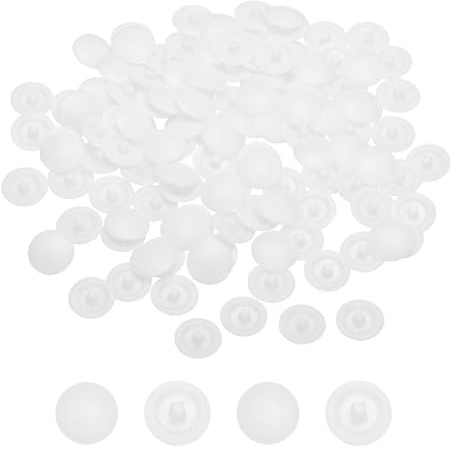 sourcing map 80Pcs Screw Caps Covers 12x3mm Plastic Screw Decoration Cover Self-Tapping Screw Cover Waterproof Caps for Phillips Cam Fitting Screw Head, White