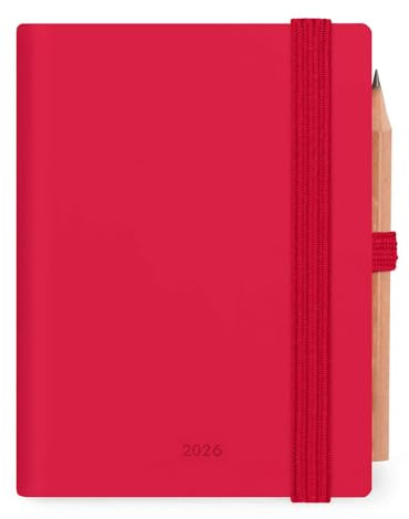 Legami - Mini Tageskalender 2026, Cherry Bomb, 12 Monate, Mini, Adressbuch und Bleistift inklusive, Gummibandverschluss, von Januar 2026 bis Dezember 2026, aus FSC-zertifiziertem Papier, 7 x 10 cm