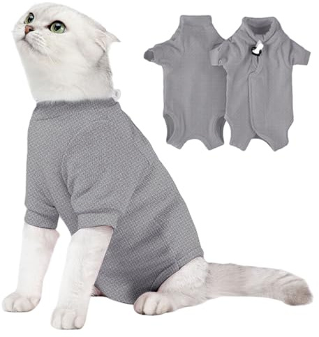 HINAYOSAN Återhämtningsväst för katter efter kirurgi vård bomull katter bodysuit lätt att bära för hudförhållanden och speciella behov katter sår skyddande dräkt